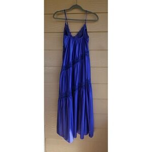Lady Cameo Vintage Royal Blue Coquette Nighty Full Slip Nightgown sz M